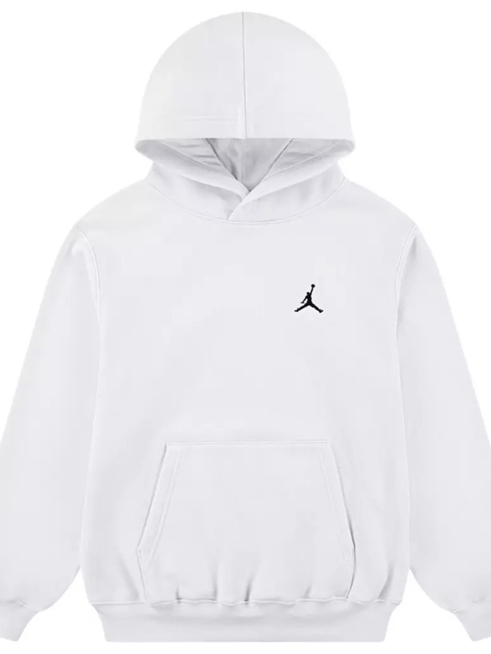 Jordan Brooklyn Fleece White Pullover Hoodie with Black Jumpman Logo